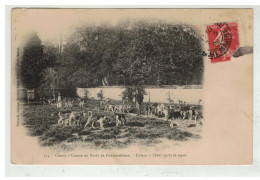 77 FONTAINEBLEAU #18922 CHASSE A COURRE CHIENS A L EBAT APRES LE REPAS - Fontainebleau