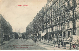 75 PARIS 11 #22628 BOULEVARD VOLTAIRE A LA RUE D ANGOULEME TRAMWAY ATTELAGES CHEVAUX COMMERCES - Distretto: 11