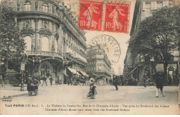 75 PARIS 09 #22706 THEATRE DU VAUDEVILLE RUE DE LA CHAUSSEE D ANTIN ATTELAGES CALECHES CHEVAUX TRIPORTEUR - Distretto: 09