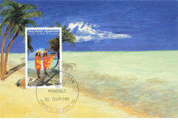 CARTE MAXIMUM #23509 POLYNESIE FRANCAISE PAPEETE 1990 JOURNEE MONDIALE TOURISME LE PAREO - Tarjetas – Máxima