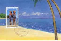 CARTE MAXIMUM #23508 POLYNESIE FRANCAISE PAPEETE 1990 JOURNEE MONDIALE TOURISME LE PAREO - Tarjetas – Máxima