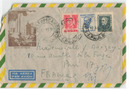 LETTRE BRESIL FRANCE PARIS POSTE AERIENNE SAO PAULO 1956 - Premiers Vols