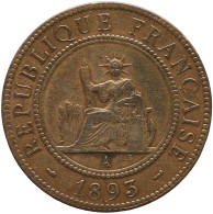 LaZooRo: French Indochina 1 Cent 1893 VF / XF - French Indochina