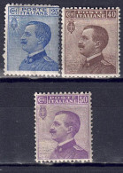 Italien 1906 - König Viktor Emanuel III., Nr. 90 - 92, Gefalzt * / MLH - Ungebraucht