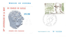 FDC WALLIS ET FUTUNA #26169 MATA UTU 1980 PREMIER JOUR ANNIVERSAIRE CHARLES DE GAULLE - Other & Unclassified