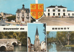 XXX -(91) BRUNOY - CARTE MULTIVUES : LA MAIRIE , LA GARE , LE VIEUX PONT , L' EGLISE ... - 2 SCANS - Brunoy