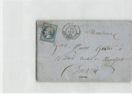 LETTRE FRANCE #28741 LYON LES TERREAUX POUR VILLARD DE BEAUFORT 1865 - 1862 Napoléon III.