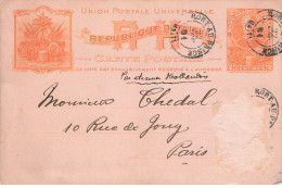 HAITI #28501 ENTIER POSTAL PHARMACIE SEJOURNE PORT AU PRINCE POUR PARIS FRANCE PAR NEW YORK 1901 - Haiti