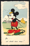 AK Micky Mouse Mit Regenschirm Ist Ganz Verzweifelt, Comic  - Stripverhalen