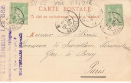 34 MONTPELLIER #25918 AQUEDUC CACHET DACTYLOGRAPHE DACTYLO + AFFRANCHISSEMENT SAGE 1900 - Montpellier