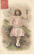 ENFANT #27006 FILLETTE RAMASSANT DES FLEURS CORBEILLE BOUQUET - Escenas & Paisajes