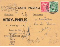 51 VITRY LE FRANCOIS #32540 L. ROCQUES VITRY PNEUS CARTE PUBLICITAIRE - Vitry-le-François