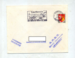 Lettre Flamme Courbevoie Stade Theatre - Maschinenstempel (Werbestempel)