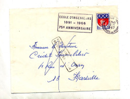 Lettre Flamme  Marseille Ecole Ingenieur + Retour - Maschinenstempel (Werbestempel)