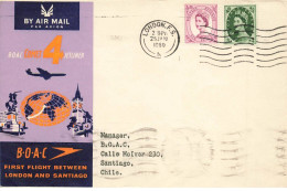 ROYAUME UNI #36384 BOAC FIRST FLIGHT LONDON SANTIAGO CHILE 1960 - Covers & Documents