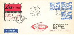 SUEDE #36371 FIRST DAY COVER SCANDINAVIAN SAS STOCKHOLM TOKYO 1961 COMPAGNIE AVIATION - Cartas & Documentos