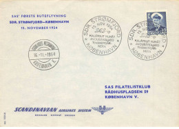DANEMARK #36368 SCANDINAVIAN SAS STROMFJORD KOBENHAVN 1954 - Storia Postale