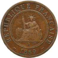 LaZooRo: French Indochina 1 Cent 1889 VF / XF - Französisch-Indochina