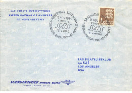 DANEMARK #36369 SCANDINAVIAN SAS KOBENHAVN LOS ANGELES 1954 - Cartas & Documentos