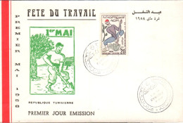 TUNISIE FDC 1958 FETE DU TRAVAIL 1 ER MAI - Tunisie (1956-...)