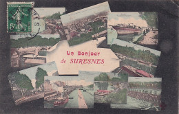 XXX Nw-(92) UN BONJOUR DE SURESNES - CARTE  MULTIVUES COLORISEE - Suresnes