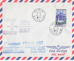 FRANCE #36400 AIR FRANCE PARIS JOHANNESBURG SOUTH AFRICA 1 ERE LIAISON JETLINER 1960 - Covers & Documents