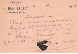 10 VILLENAUXE #FG36545 CHENILS DE HENRI BAILLET 1902 CARTE PUBLICITAIRE - Altri & Non Classificati