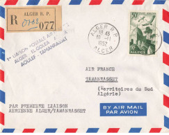 FRANCE #36395 AIR FRANCE 1 ERE LIAISON POSTALE ALGER TAMANRASSET 1952 REC POSTE AERIENNE - Lettres & Documents