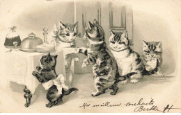 CHATS CHAT #FG35075 CAT KATZE GROUPE DE CHATS A UN DINER GAUFREE - Cats