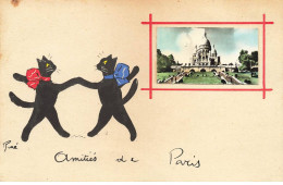 CHATS CHAT #FG35140 CAT KATZE CHATS NOIRS AMITIES DE PARIS PAR RENE - Chats