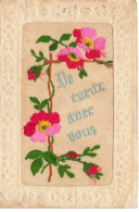 CARTE BRODEE #MK34005 DE COEUR AVEC VOUS FLEURS ROSES - Ricamate