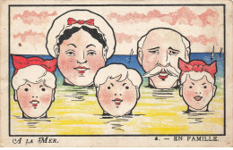 ILLUSTRATEUR #FG37768 A IDENTIFIER  A LA MER EN FAMILLE GROSSES TETES - Sonstige & Ohne Zuordnung