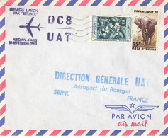 FRANCE #36403 AIR FRANCE ABIDJIAN PARIS 1ERE LIAISON JETLINER 1960 - Cartas & Documentos
