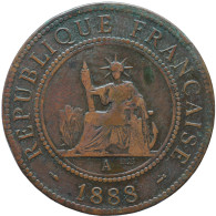 LaZooRo: French Indochina 1 Cent 1888 VF / XF - Indochine