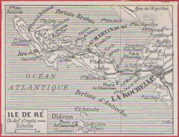 Carte De L'île De Ré. Carte Avec Chemin De Fer Sur Route. Larousse 1948. - Historische Documenten