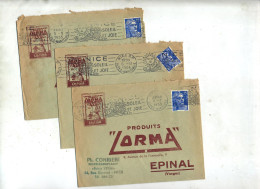 Lot 9 Lettre Flamme Nice Nancy Nantes Reims à Voir Entete Illustré Levure Lorma - Mechanical Postmarks (Advertisement)