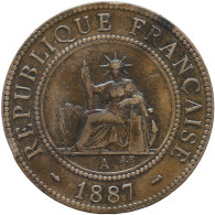 LaZooRo: French Indochina 1 Cent 1887 VF / XF - Indocina Francese