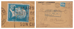 LETTRE. 19 JANV 1928. PASTEUR 1,50Fr. SEUL. PERFORÉ CREDIT LYONNAIS. DEUTSCHEBANK D.EINGANG BERLIN - 1921-1960: Période Moderne