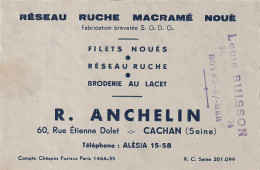 XXX Nw-(94) R. ANCHELIN  , MACRAME BRODERIE , CAHAN  - CARTE DE VISITE - Visiting Cards