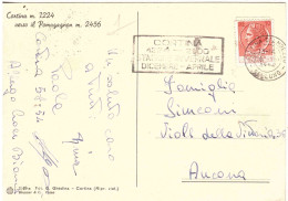 CARTOLINA PAGAMAGNON ANNULLO TARGHETTA CORTINA STAGIONE INVERNALE - 1946-60: Storia Postale