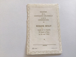 Ancien Faire-part De Communion (1960) Pecq Rosiane RIFAUT - Comunioni