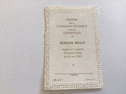 Ancien Faire-part De Communion (1960) Pecq Rosiane RIFAUT - Communie