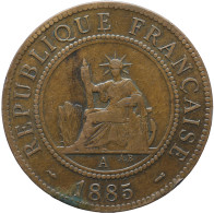 LaZooRo: French Indochina 1 Cent 1885 VF / XF - Indochine