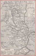 Carte Du Département Du Rhône (69). Préfecture, Sous Préfecture, Chef Lieu ... Chemin De Fer. Larousse 1948. - Documents Historiques