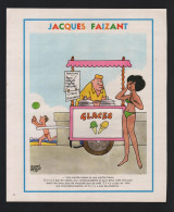 Pub Papier  Humour Jacques Faizant Plage Marchand De Glace - Reclame