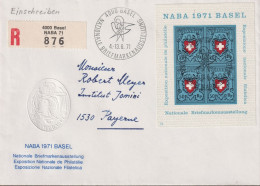 1971 Schweiz R- Brief, Zum:CH W45, Mi:CH Bl. 21, NABA1971 BASEL, Nationale Briefmarkenausstellung - Briefe U. Dokumente