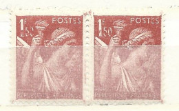 FRANCE N+ 652 1F50 ROUGE BRUN TYPE IRIS 1F50 TEINTE PAIRE NEUF SANS CHARNIERE - Ungebraucht