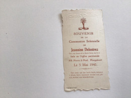 Ancien Faire-part De Communion (1940) Ploegsteert Jeannine DELESTREZ - Kommunion Und Konfirmazion