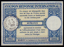 MAROC MOROCCO  Lo16n  40 FRANCS  Int. Reply Coupon Reponse Antwortschein IRC IAS  CASABLANCA MERS SULTAN 23.08.55 - Marruecos (1956-...)