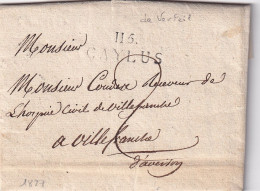 LETTRE. 6 MAI 1827. 115/CAYLUS. TARN ET GARONNE. DE VERFEIL. POUR VILLEFRANCHE D'AVEYRON. TAXE 2 - 1801-1848: Vorläufer XIX